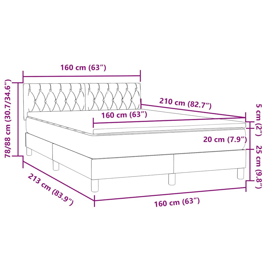 Boxspring met matras fluweel zwart 160x210 cm