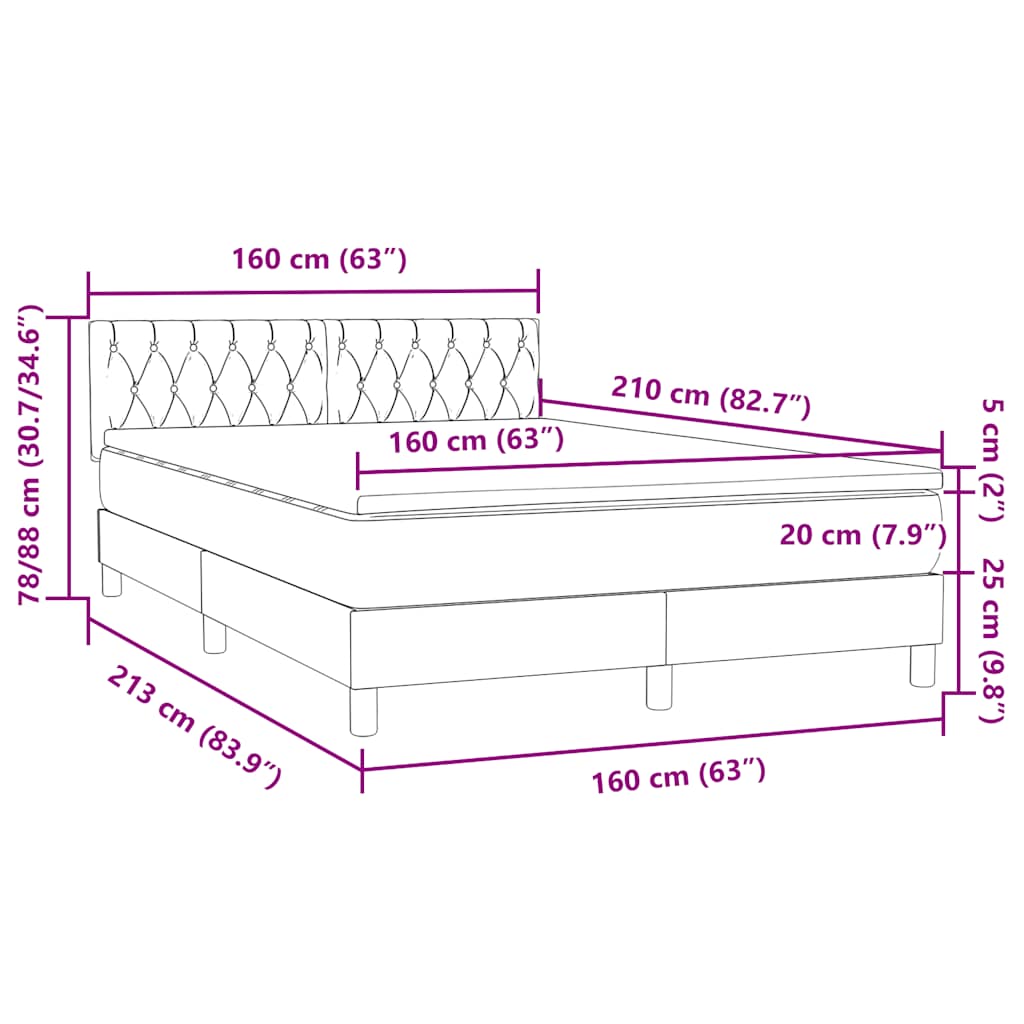 Boxspring met matras fluweel roze 160x210 cm