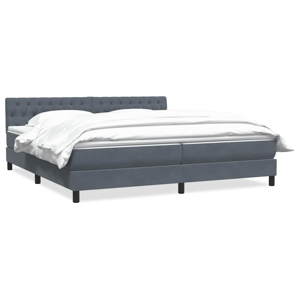 Boxspring met matras fluweel donkergrijs 180x210 cm