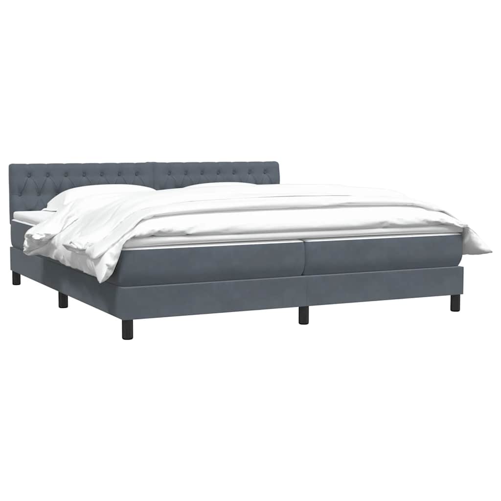 Boxspring met matras fluweel donkergrijs 180x210 cm