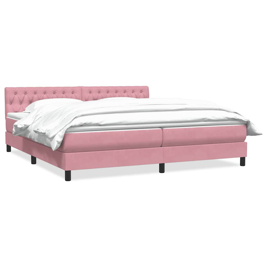 Boxspring met matras fluweel roze 180x210 cm