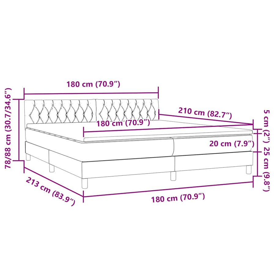 Boxspring met matras fluweel roze 180x210 cm