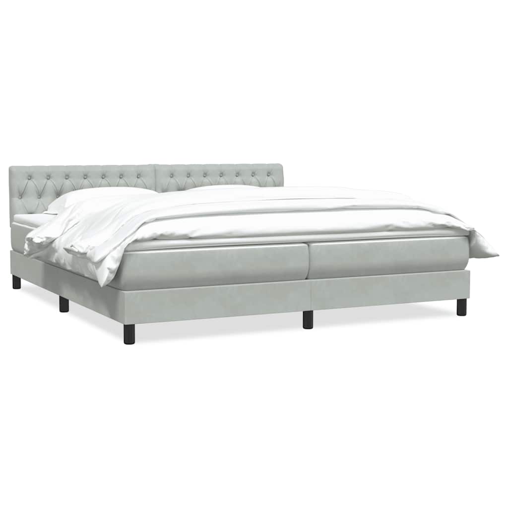 Boxspring met matras fluweel lichtgrijs 200x210 cm