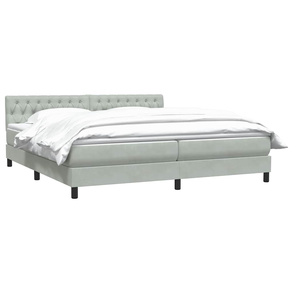 Boxspring met matras fluweel lichtgrijs 200x210 cm