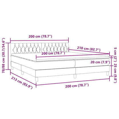 Boxspring met matras fluweel lichtgrijs 200x210 cm