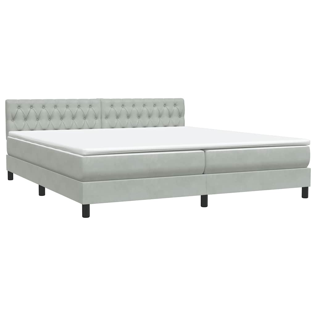 Boxspring met matras fluweel lichtgrijs 200x210 cm