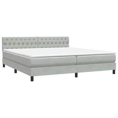 Boxspring met matras fluweel lichtgrijs 200x210 cm