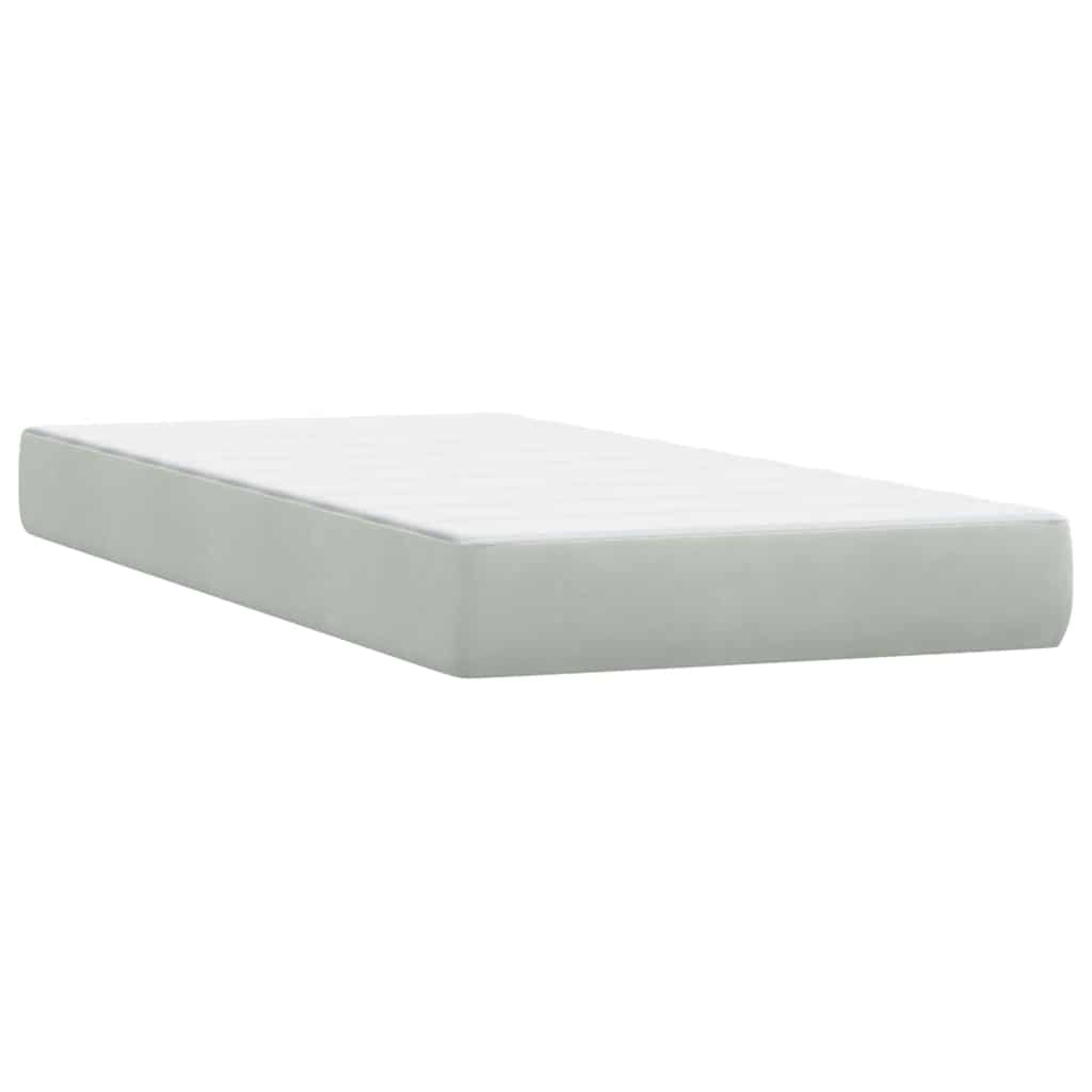 Boxspring met matras fluweel lichtgrijs 200x210 cm