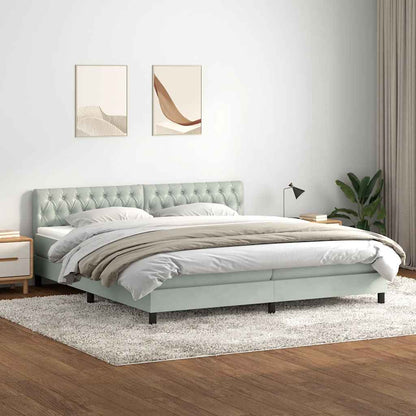 Boxspring met matras fluweel lichtgrijs 200x210 cm
