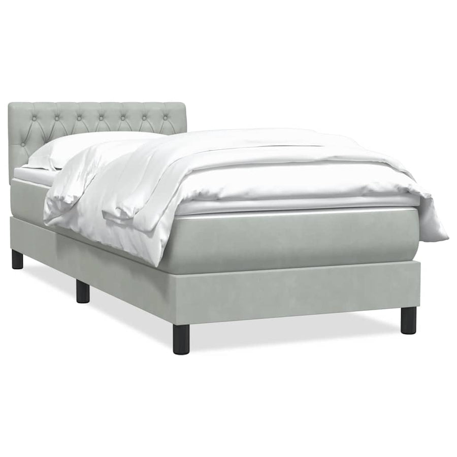 Boxspring met matras fluweel lichtgrijs 80x220 cm