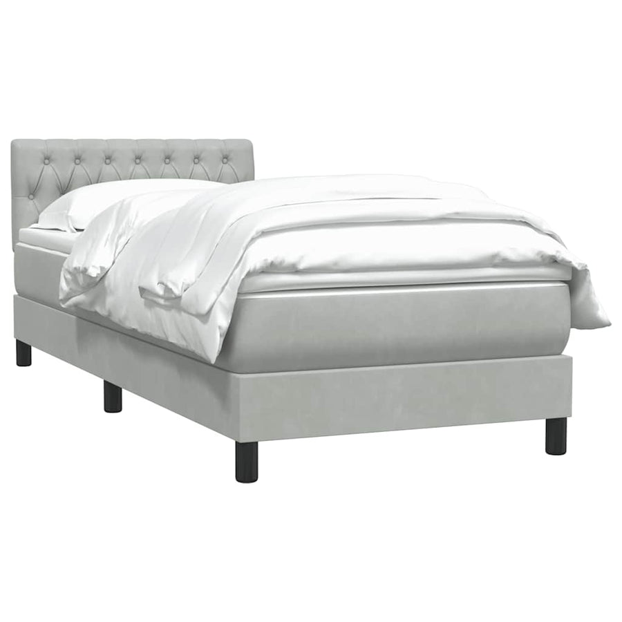 Boxspring met matras fluweel lichtgrijs 80x220 cm