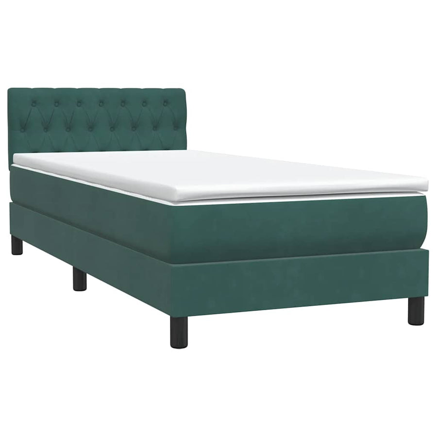 Boxspring met matras fluweel donkergroen 80x220 cm