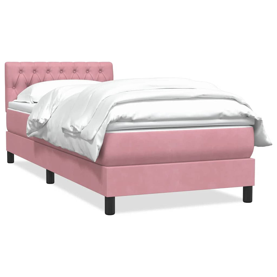 Boxspring met matras fluweel roze 80x220 cm