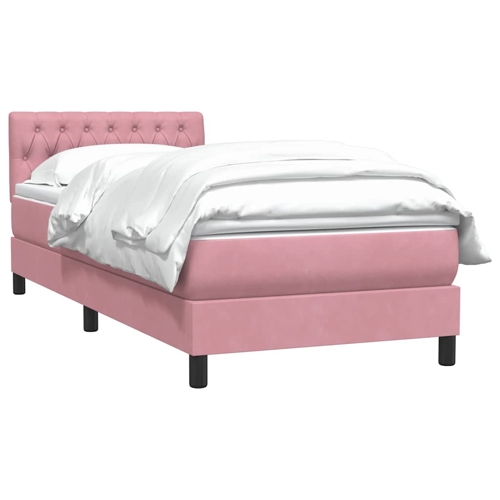 Boxspring met matras fluweel roze 80x220 cm