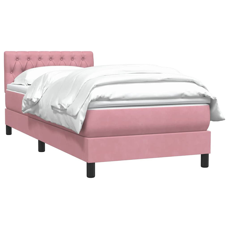 Boxspring met matras fluweel roze 80x220 cm