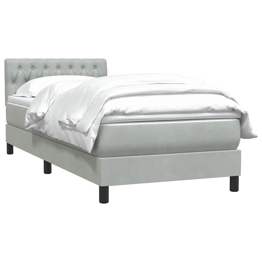 Boxspring met matras fluweel lichtgrijs 90x220 cm