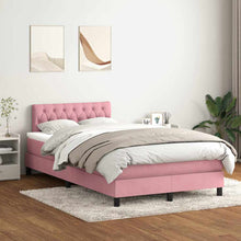 Boxspring met matras fluweel roze 120x220 cm