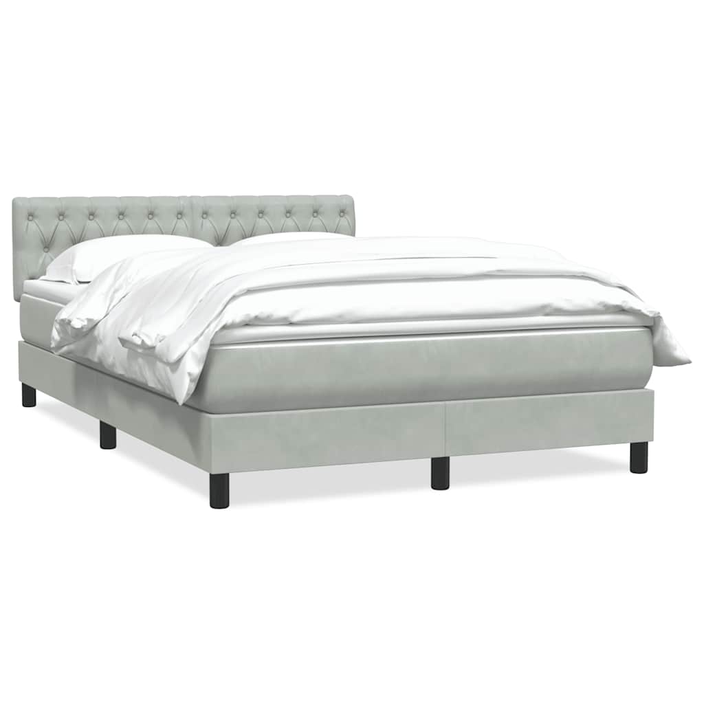 Boxspring met matras fluweel lichtgrijs 140x220 cm