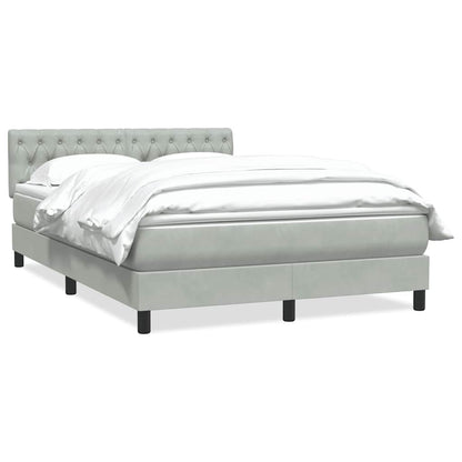 Boxspring met matras fluweel lichtgrijs 140x220 cm
