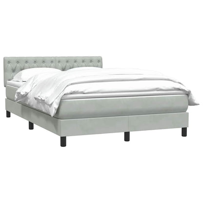Boxspring met matras fluweel lichtgrijs 140x220 cm