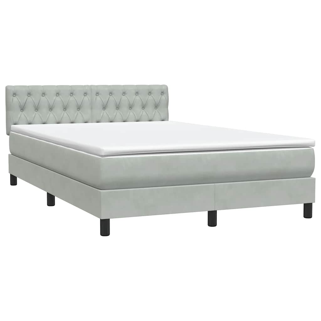 Boxspring met matras fluweel lichtgrijs 140x220 cm