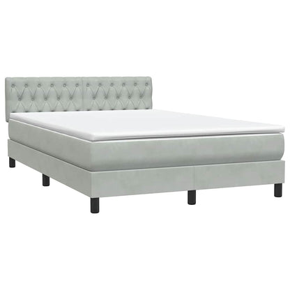 Boxspring met matras fluweel lichtgrijs 140x220 cm
