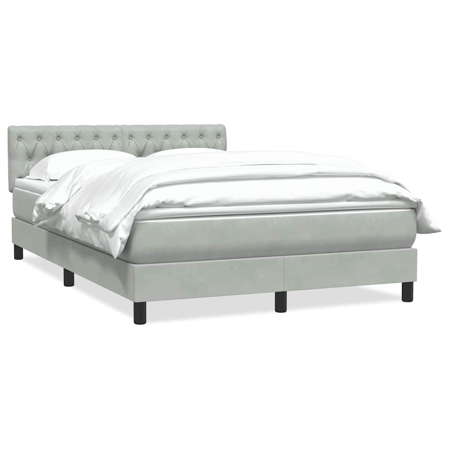 Boxspring met matras fluweel lichtgrijs 160x220 cm