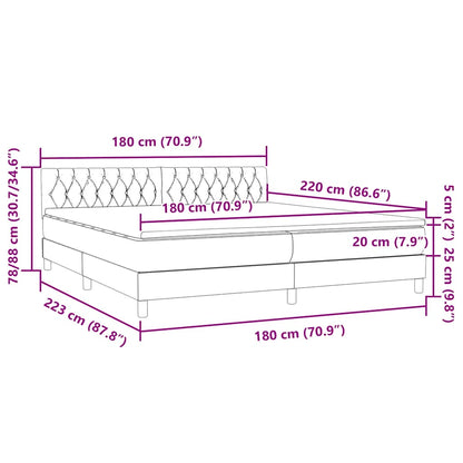 Boxspring met matras fluweel lichtgrijs 180x220 cm