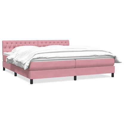 Boxspring met matras fluweel roze 200x220 cm