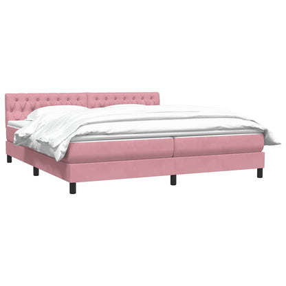 Boxspring met matras fluweel roze 200x220 cm