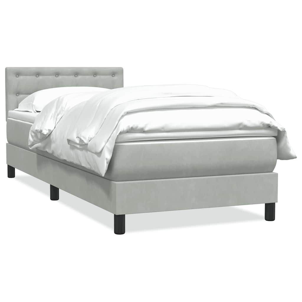 Boxspring met matras fluweel lichtgrijs 90x210 cm