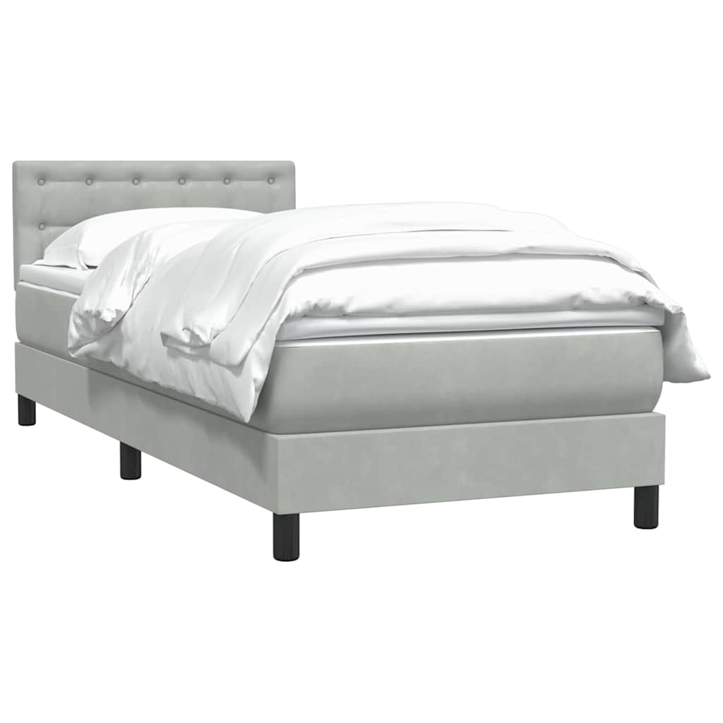 Boxspring met matras fluweel lichtgrijs 90x210 cm