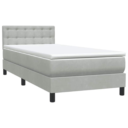 Boxspring met matras fluweel lichtgrijs 90x210 cm
