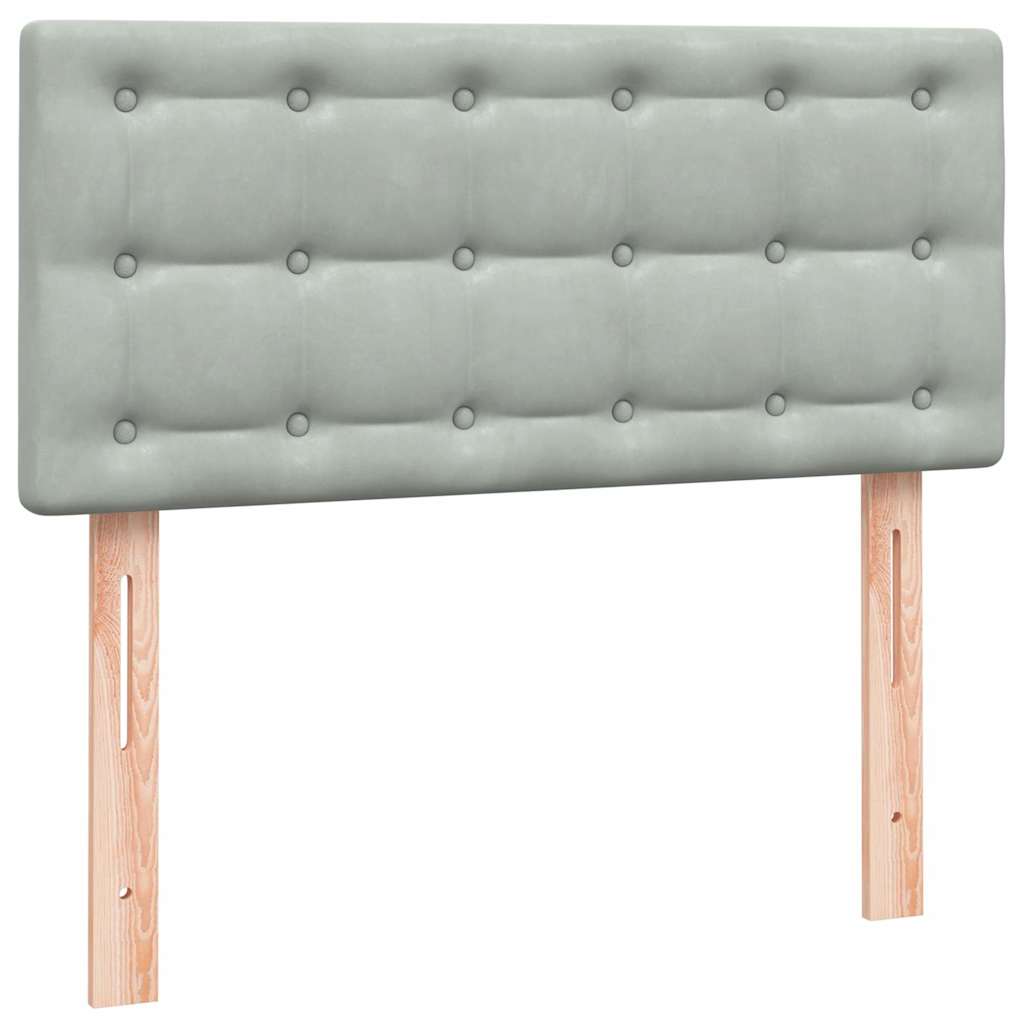 Boxspring met matras fluweel lichtgrijs 90x210 cm