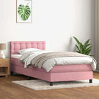 Box spring with mattress velvet pink 90x210 cm
