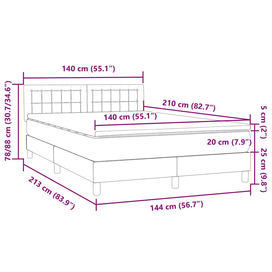 Boxspring met matras fluweel roze 140x210 cm