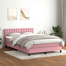 Boxspring met matras fluweel roze 140x210 cm