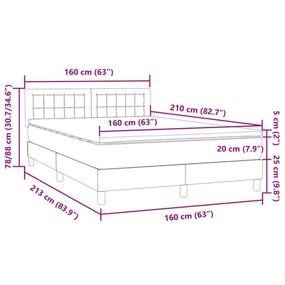 Boxspring met matras fluweel donkergrijs 160x210 cm