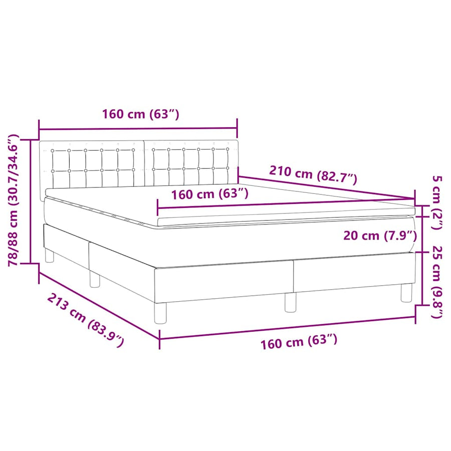 Boxspring met matras fluweel donkergrijs 160x210 cm