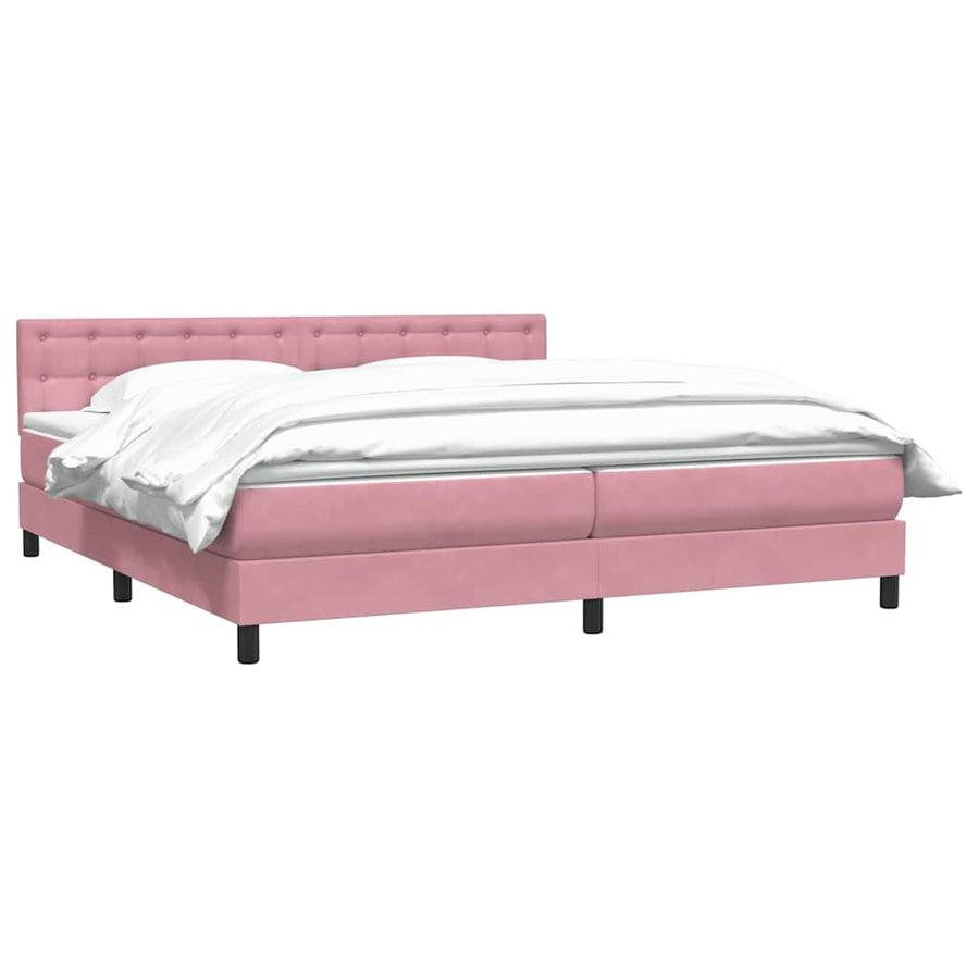 Boxspring met matras fluweel roze 180x210 cm
