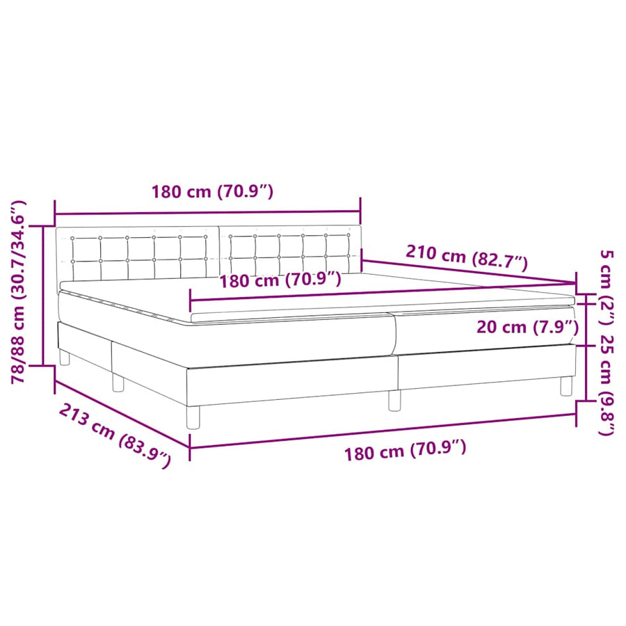 Boxspring met matras fluweel roze 180x210 cm