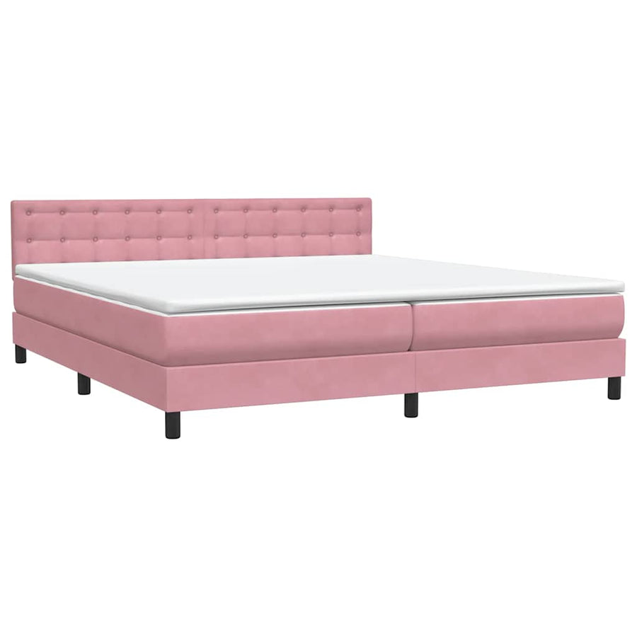 Boxspring met matras fluweel roze 180x210 cm