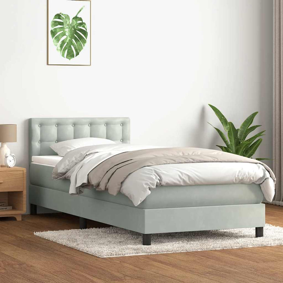 Boxspring met matras fluweel lichtgrijs 80x220 cm