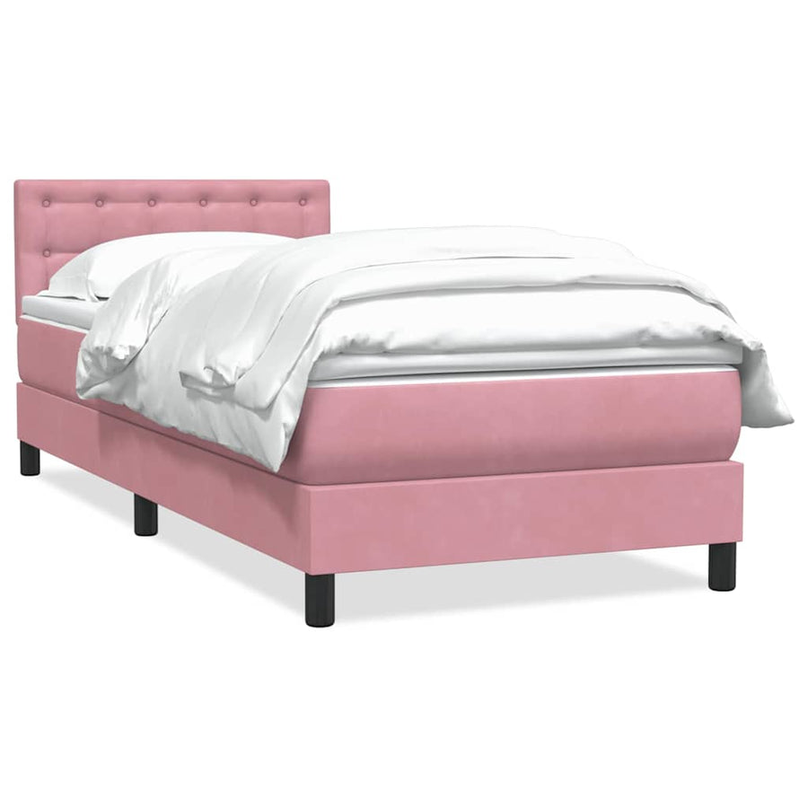 Boxspring met matras fluweel roze 80x220 cm