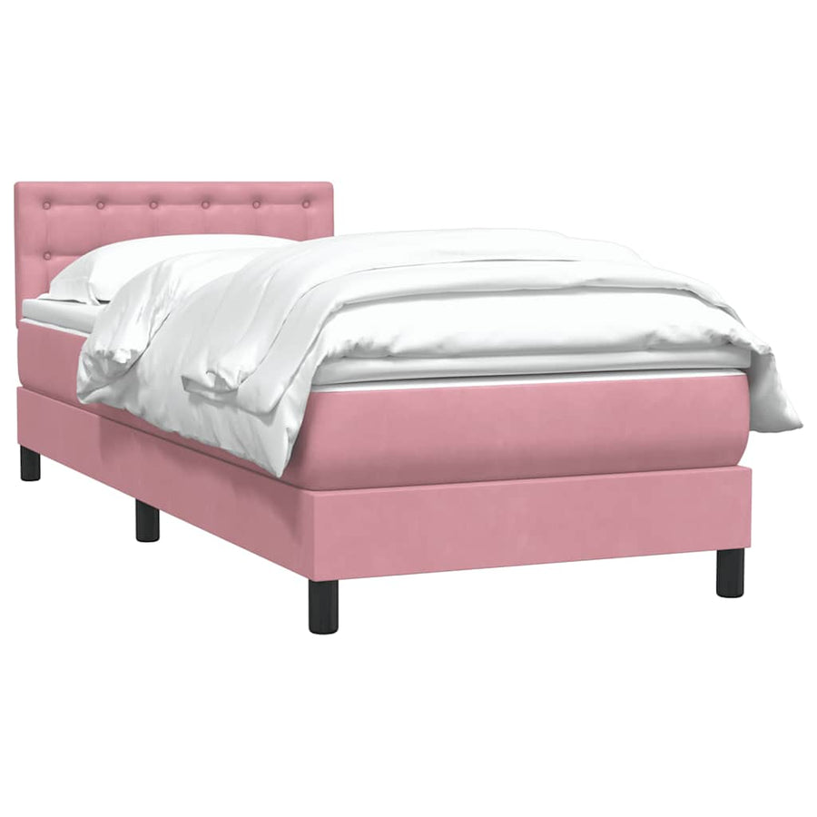 Boxspring met matras fluweel roze 80x220 cm