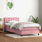 Pink Velvet Boxspring with Mattress 80x220 cm