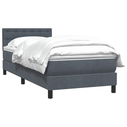 Boxspring met matras fluweel donkergrijs 90x220 cm