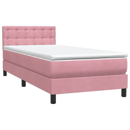 Boxspring met matras fluweel roze 90x220 cm