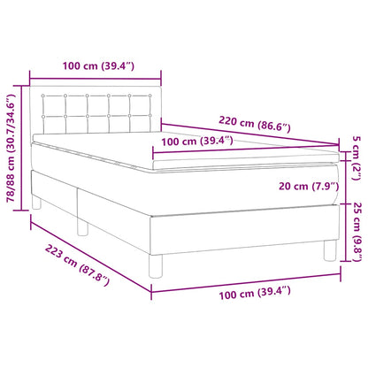 Boxspring met matras fluweel roze 100x220 cm