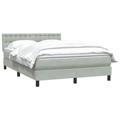 Boxspring met matras fluweel lichtgrijs 160x220 cm